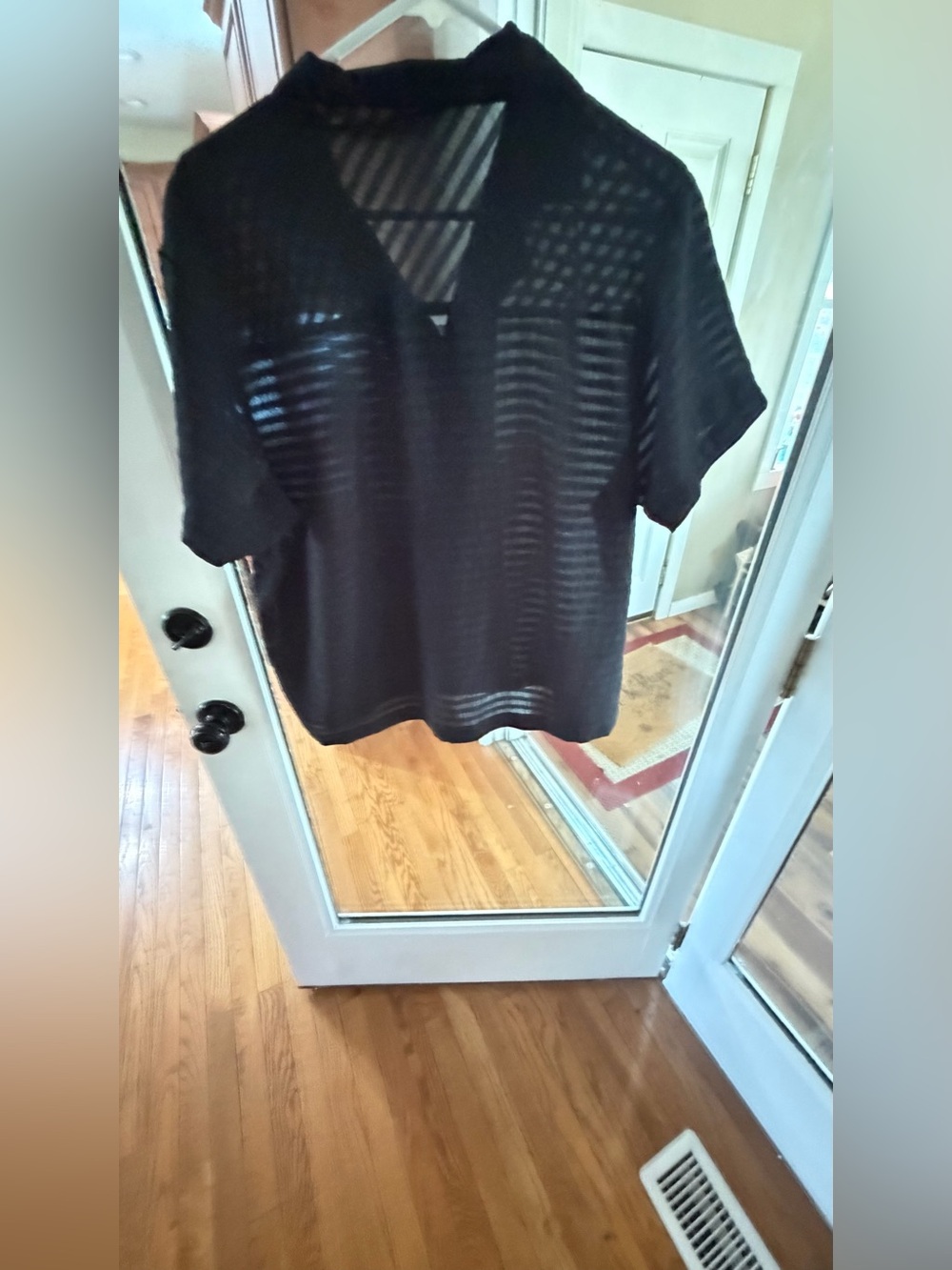 Vintage Size Large 💯 Silk Allyson Whitmore Black Sheer Button-Up Top - Picture 2 of 11